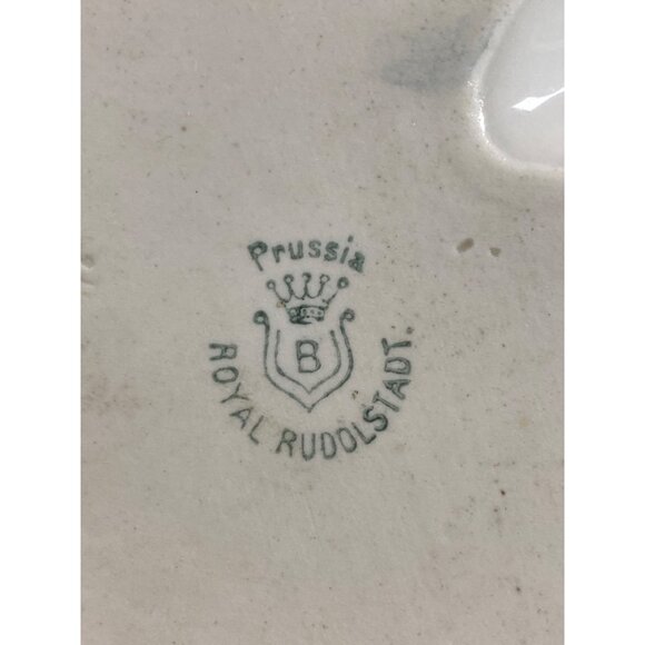 Vintage Royal Rudolstadt Prussia Hand Painted Clover Dish Vanity Trinket Porcela - Picture 8 of 9